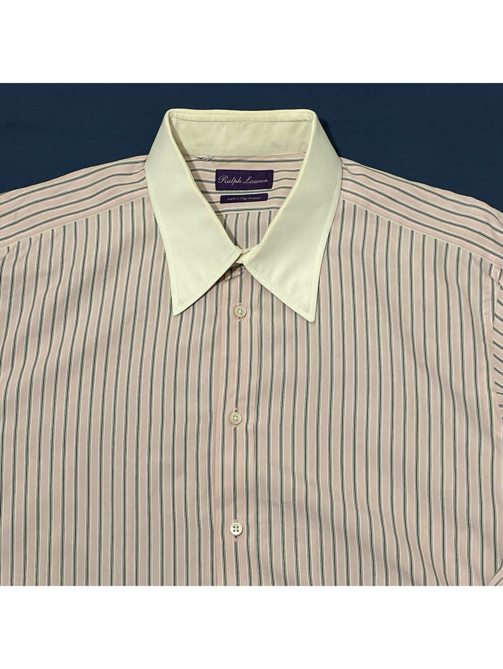 Ralph Lauren Purple Label Men Dress Shirt 17-32 Pink Stripe Contrast French Cuff